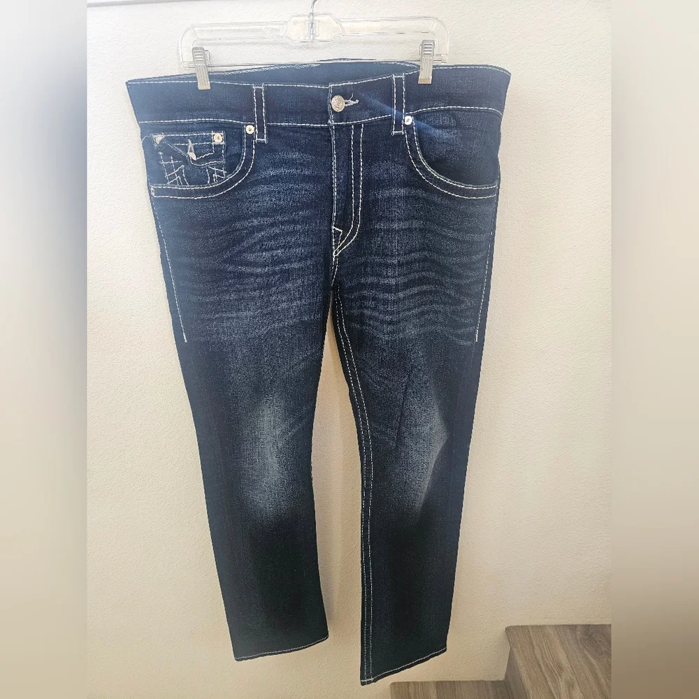 True Religion Ricky Super T Straight Leg Jeans - Men’s Size 38 - Dark Wash